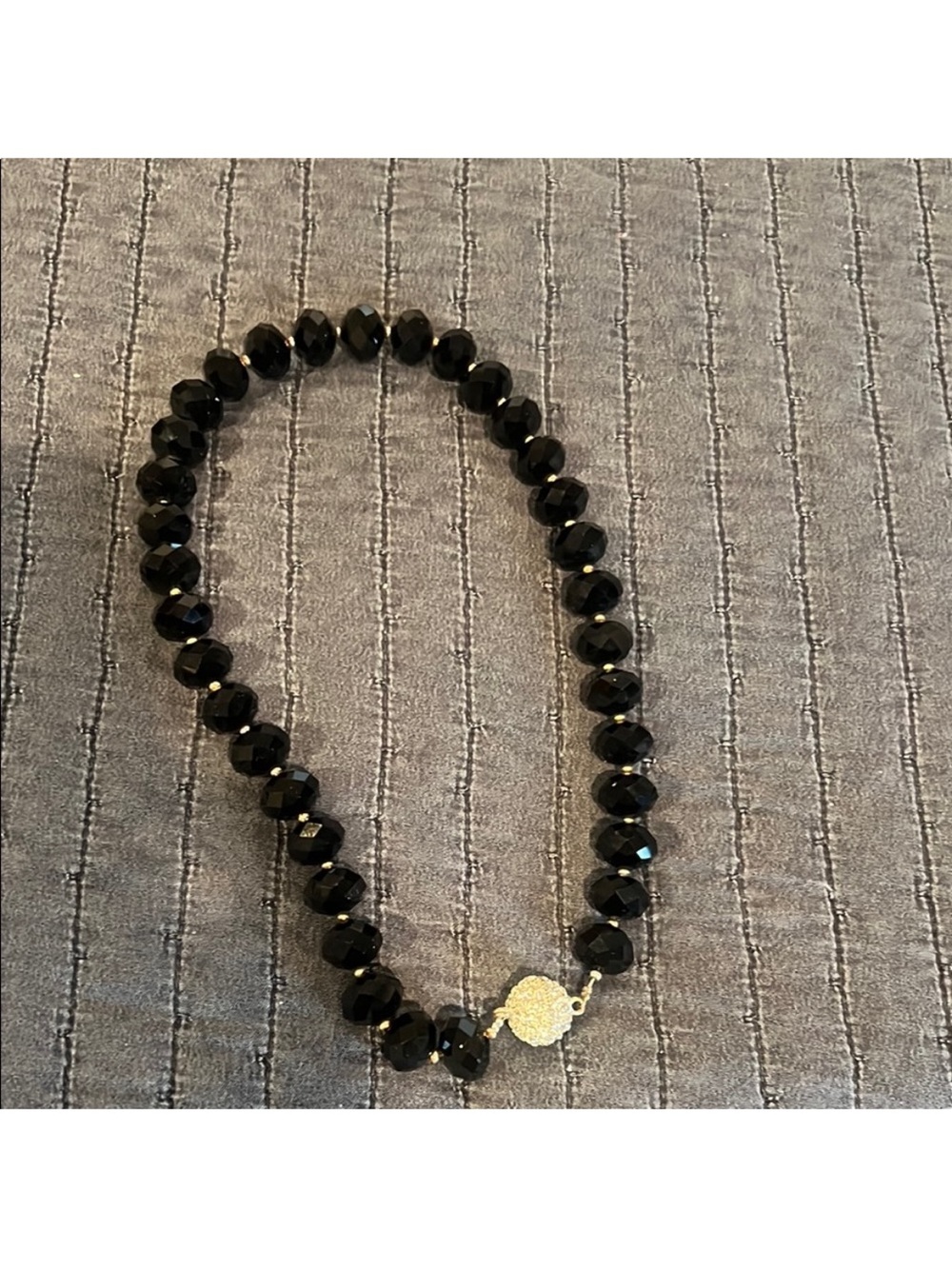 White House Black Market Faceted Black Bead Necklace with Gold Accent